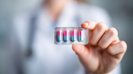 Healthcare Professional Holding Blister Pack of Colorful Capsules