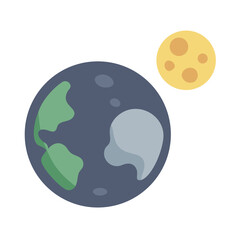 Obraz premium Cartoon Earth and Moon in Space on Black Background