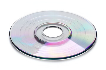 Shiny CD disc on white background digital media storage technology