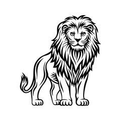 Fototapeta premium Majestic lion standing proud black and white animal wildlife