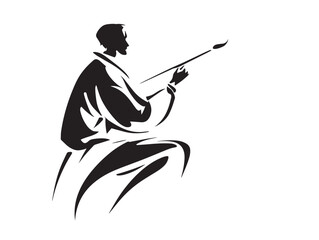 Elegant Art Painter Character in 2D Line Style