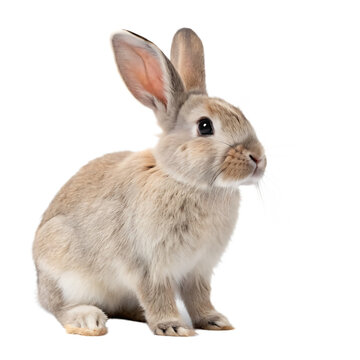 An adorable baby bunny with soft white fur and pink ears, a cute pet, isolated on a transparent background png
