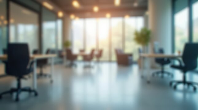 A blurred virtual background of a modern office, creating a professional and subtle corporate look.

