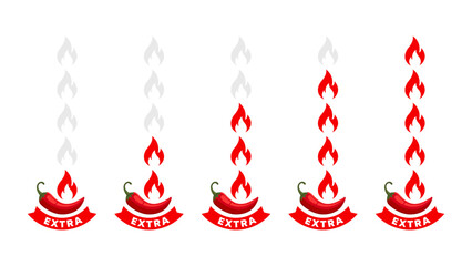 Food spiciness level icons. Ratings and review