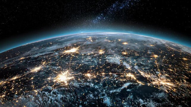 Nighttime view of earth lights from space - Powered by Adobe