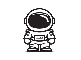 Cute Astronaut Cartoon Icon with Clean Line Art