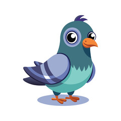 Fototapeta premium Playful pigeon character with small crest and bright beak bird cartoon