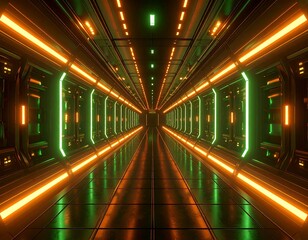 Obraz premium Futuristic tunnel with vibrant neon lights (2)