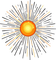 a sun with rays in the center of it, vector illustration on white background