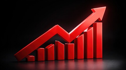 Red Arrow Graph Symbolizing Growth and Success Over Dark Background