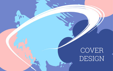 Multicolored background. Paint strokes and geometric elements. Notebook or notepad cover design. Unusual creative background.