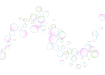 Soap bubbles flew randomly on a white background. Vector illustration