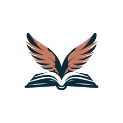 Obraz premium A stylized illustration of an open book with wings, symbolizing knowledge and freedom (2)