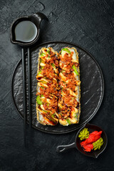 Tempura Sushi roll. Brazilian style. Sushi Dog. Japanese cuisine