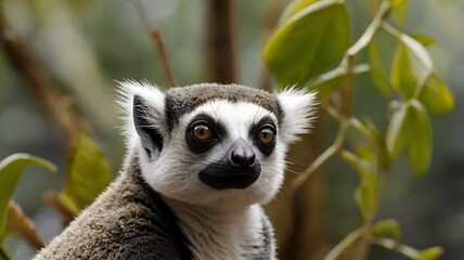 Obraz premium Rare and endemic island animals like lemurs, komodo dragons, kakapos, and marine iguanas in isolated, unique environments like Madagascar, Galapagos, and New Zealand.