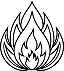 Fire Icon Line Art Vector Isolated on White Background