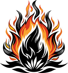 Fire Logo Vector Art Icon on White Background

