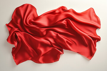 Red Chiffon Scarf on White Background – Flowing Lightweight Fabric with Soft Folds, Elegant Fashion Accessory for Women