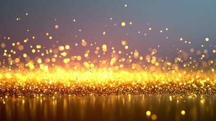 Sparkling Brilliance: A radiant cascade of shimmering particles, a symphony of golden light dances across a dark backdrop.