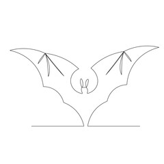 Halloween bat  continuous one line drawing of outline vector illustration 