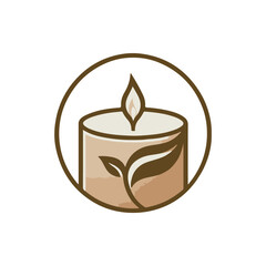 A serene candle with a gentle flame and leaf design, symbolizing tranquility and nature