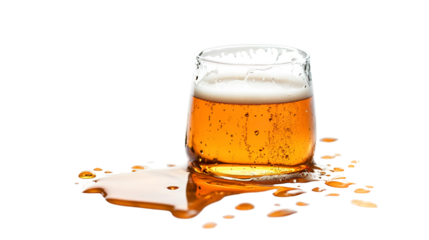 Spilled Beer Glass on Black Background