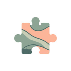 Colorful puzzle piece with abstract waves design, suitable for educational and creative use