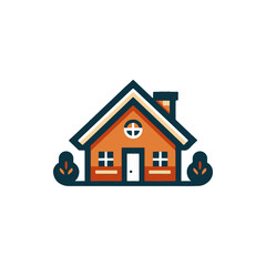 A vibrant illustration of a cozy orange house surrounded by greenery, symbolizing comfort
