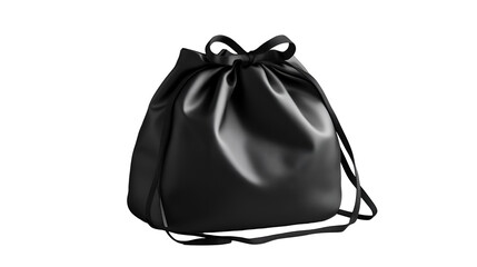 Fototapeta premium Black Satin Drawstring Backpack Stylish Accessory