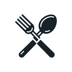 Crossed fork and spoon icon representing dining and culinary themes in a minimalist design