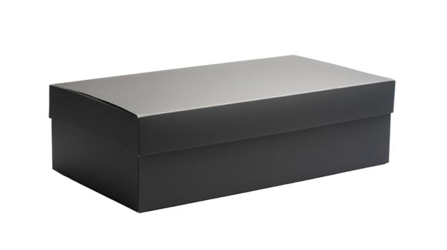Black rectangular gift box on black background