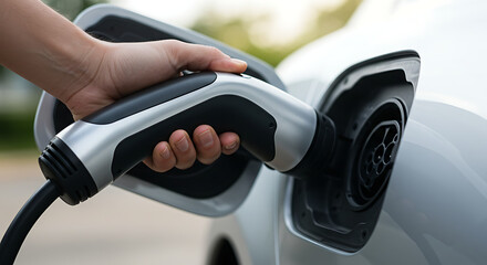 Power supply connected to electric vehicle charge battery.