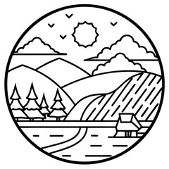 Cloudy Sky Minimalist Line Art