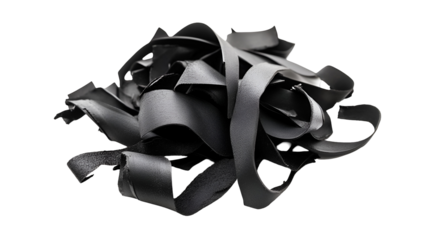 Abstract black ribbons swirling design art