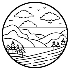 Cloudy Sky Minimalist Line Art