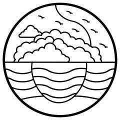 Cloudy Sky Minimalist Line Art