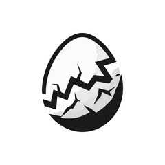 Cracked egg illustration symbolizing new beginnings, set against a minimalist white background