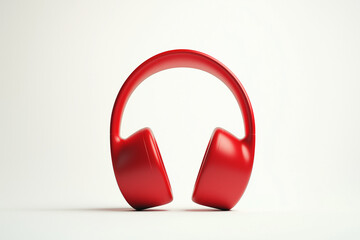 Red Over Ear Headphones on White Background – Modern Wireless Audio Device, Music Listening Gadget, Minimal Studio Composition