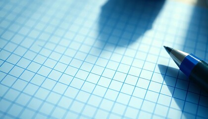 Close-up of blue-lined paper with a faint math grid overlay , school supplies, background