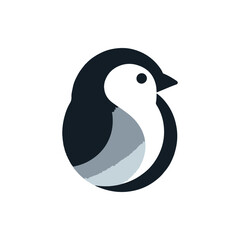 Minimalistic illustration of a bird silhouette showcasing its rounded form and colors
