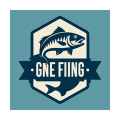 Retro Label Design Featuring Gone Fishing Slogan and Hooks