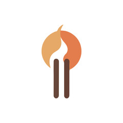 Abstract illustration of a flame and circle design symbolizing warmth and energy