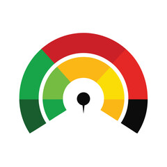 Obraz premium Risk Level Indicator Dial with Red Yellow Green Zones