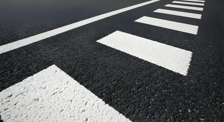 Asphalt Road Marking With Zebra Crossing White Paint Lines Background Pattern