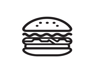 Clean Line Art Fast Food Burger Icon  