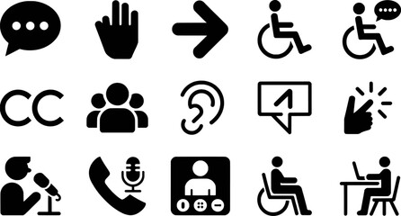 Communication and accessibility icons set vector illustration graphic design