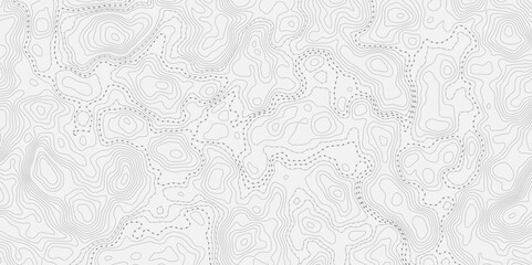 Topographic map with contour lines and dotted paths on a white textured background.