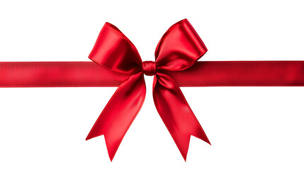 Red ribbon bow on black background gift wrapping present decoration
