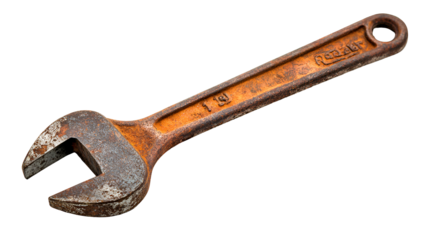 Rusty old adjustable wrench tool repair maintenance