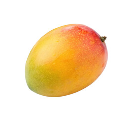 A ripe mango with vibrant colors isolated on white background